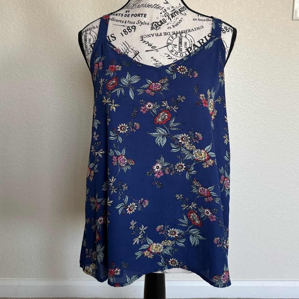 Floral Sleeveless Top - Navy - Picture 2 of 7